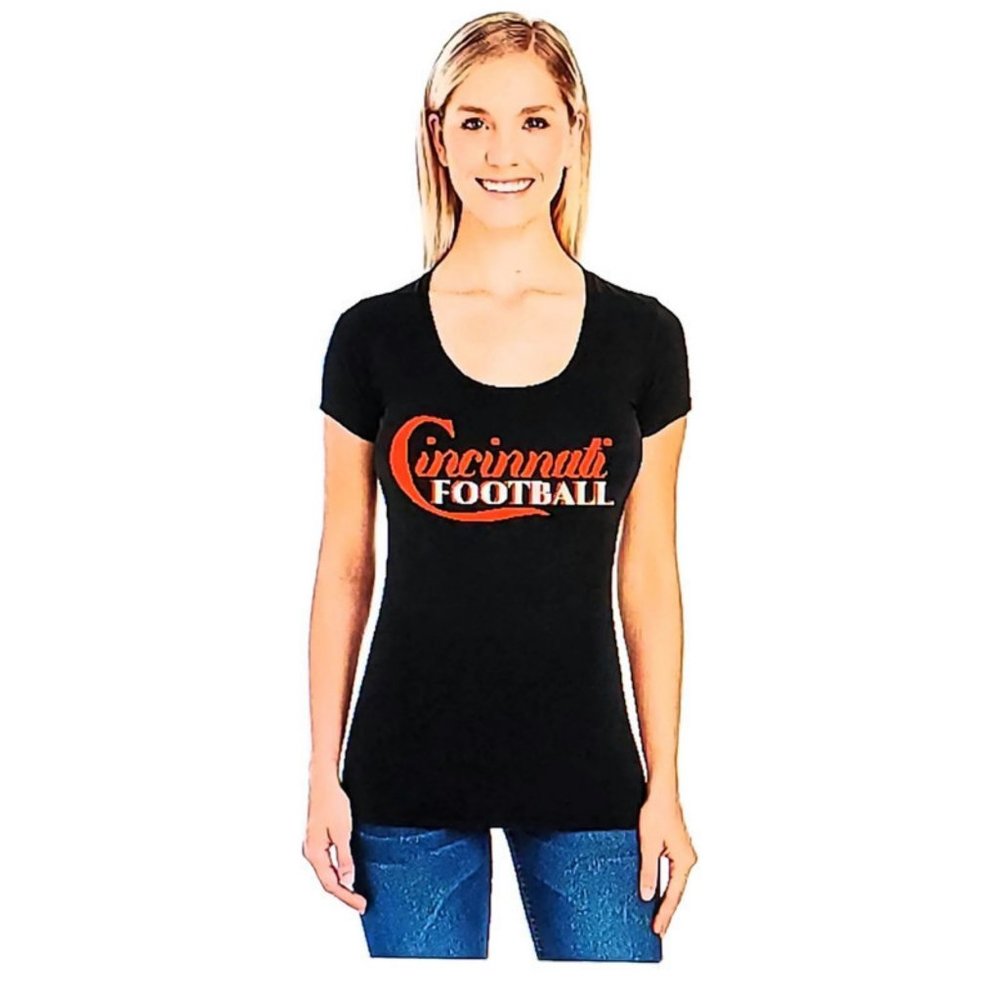 Cincinnati Football Fitted Black Tee. Go Bengals!